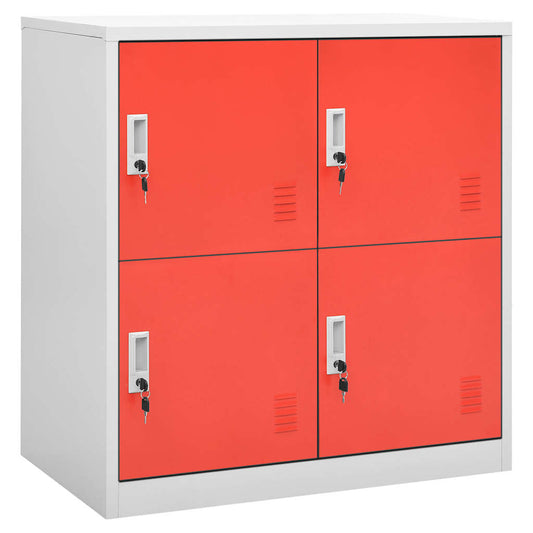 vidaXL Locker Cabinets 5 pcs Light Grey and Red 90x45x92,5 cm Steel
