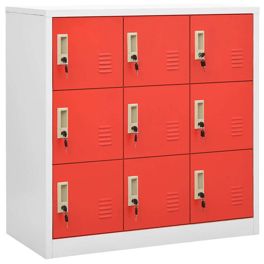 vidaXL Locker Cabinets 5 pcs Light Grey and Red 90x45x92,5 cm Steel