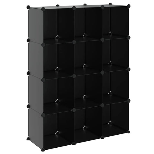 vidaXL Storage Cube Organiser with 12 Cubes Black PP