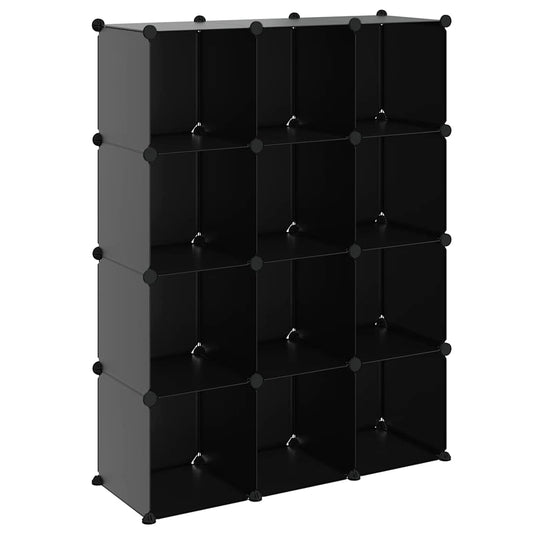 vidaXL Storage Cube Organiser with 12 Cubes Black PP