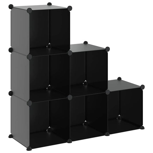 vidaXL Storage Cube Organiser with 6 Cubes Black PP