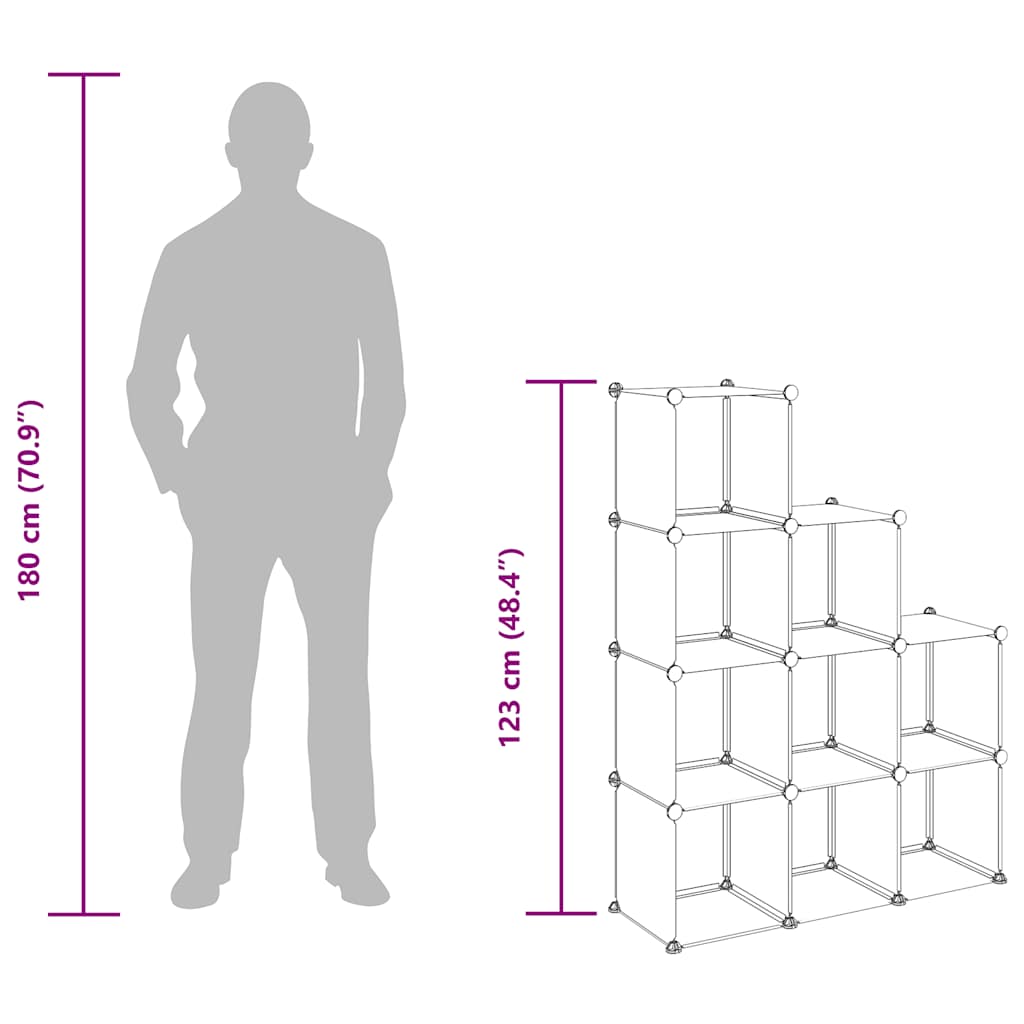 vidaXL Storage Cube Organiser with 9 Cubes Transparent PP