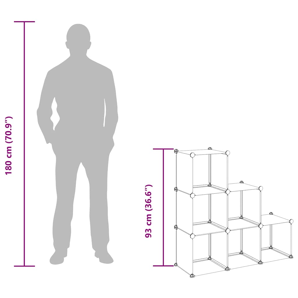 vidaXL Storage Cube Organiser with 6 Cubes Transparent PP