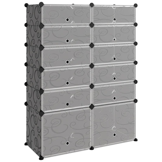vidaXL Shoe Rack Black 94x37x125 cm PP