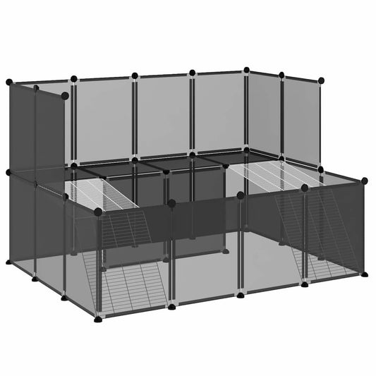 340569 vidaXL Small Animal Cage Black 143x107x93 cm PP and Steel