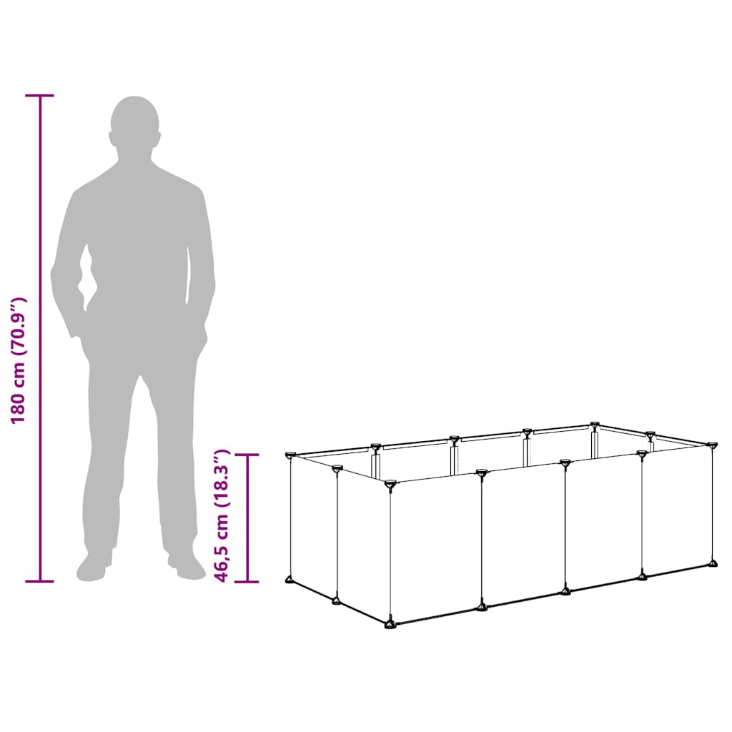 340571 vidaXL Small Animal Cage Black 144x74x46,5 cm PP and Steel