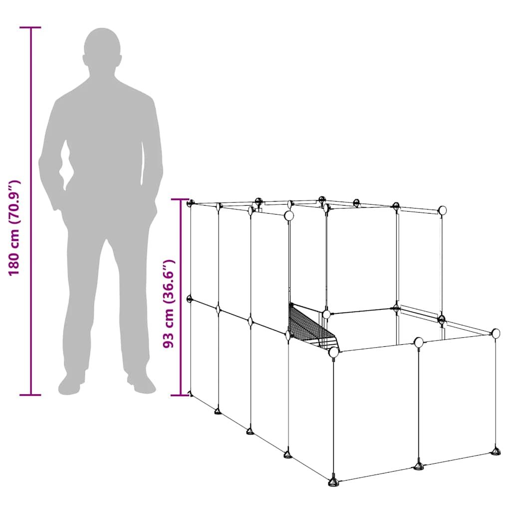 vidaXL Small Animal Cage Black 142x74x93 cm PP and Steel