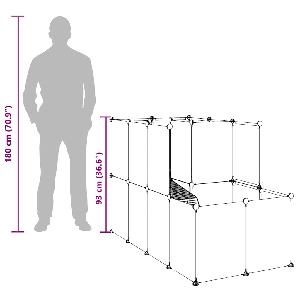 vidaXL Small Animal Cage Transparent 142x74x93 cm PP and Steel