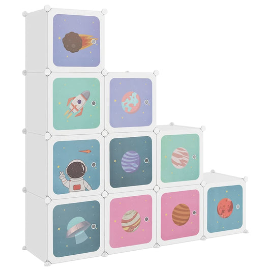 340577 vidaXL Cube Storage Cabinet for Kids with 10 Cubes White PP