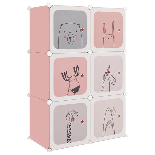 340578 vidaXL Cube Storage Cabinet for Kids with 6 Cubes Pink PP