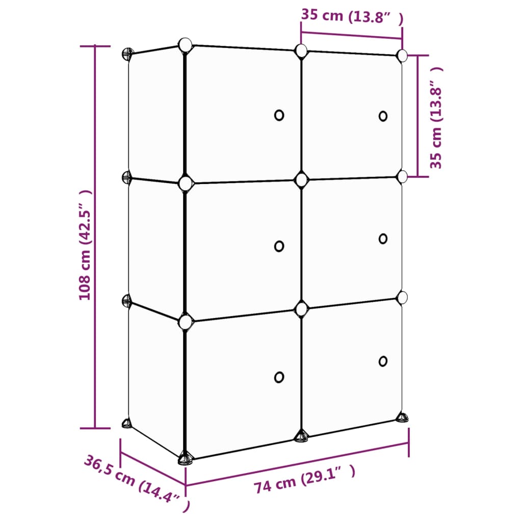 340578 vidaXL Cube Storage Cabinet for Kids with 6 Cubes Pink PP