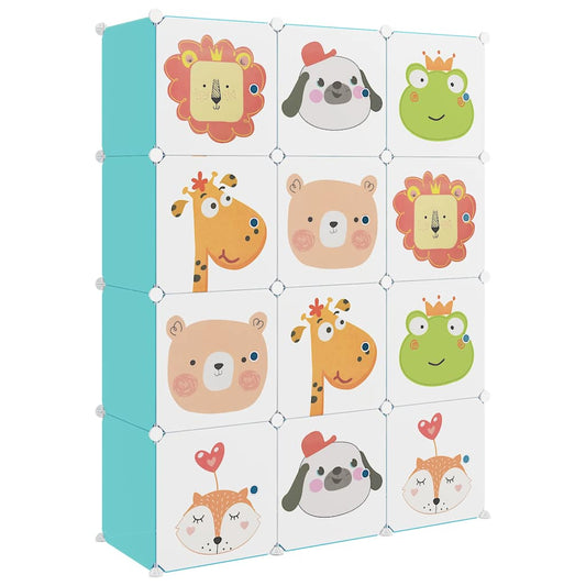 340579 vidaXL Cube Storage Cabinet for Kids with 12 Cubes Green PP