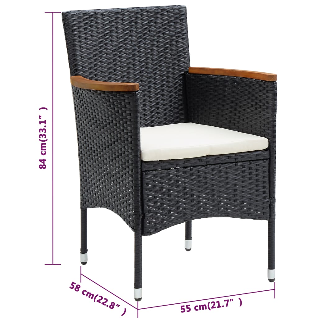 vidaXL Garden Dining Set | Black, Cream White