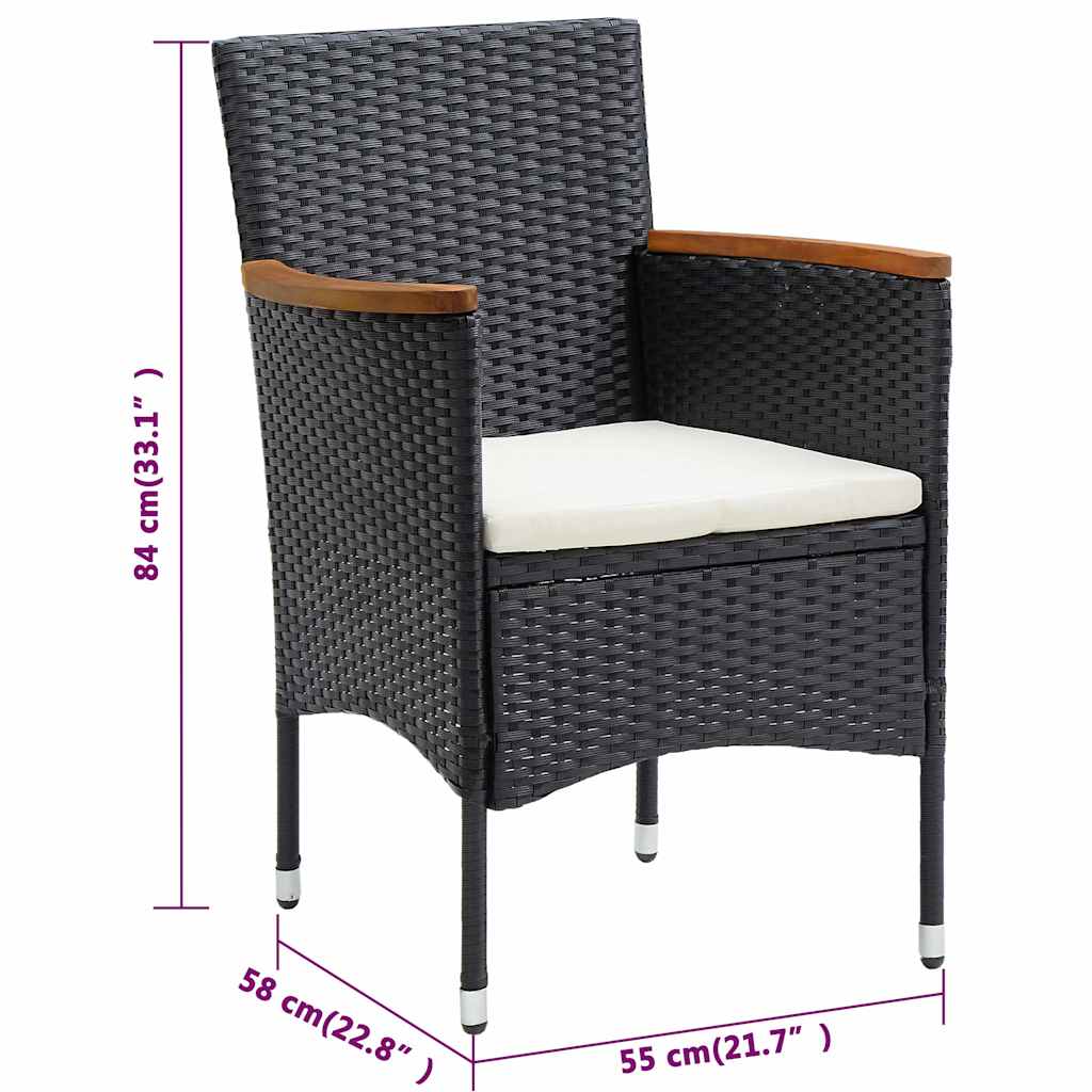 vidaXL 5 Piece Garden Dining Set with Cushions Black