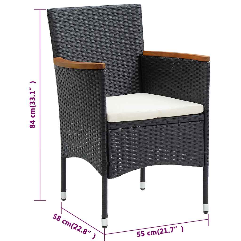 vidaXL 5 Piece Garden Dining Set with Cushions Black