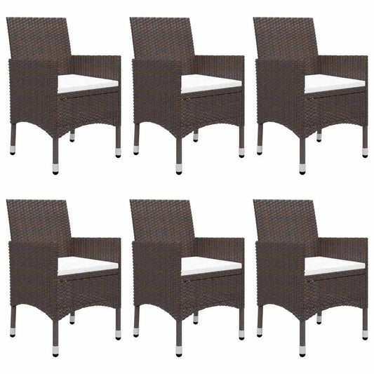 vidaXL 7 Piece Garden Dining Set with Cushions Brown