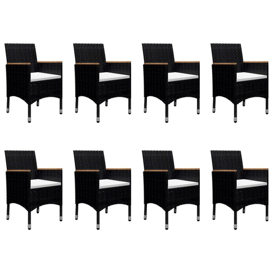 vidaXL Garden Dining Set | Black | Solid acacia wood | Large | Durable