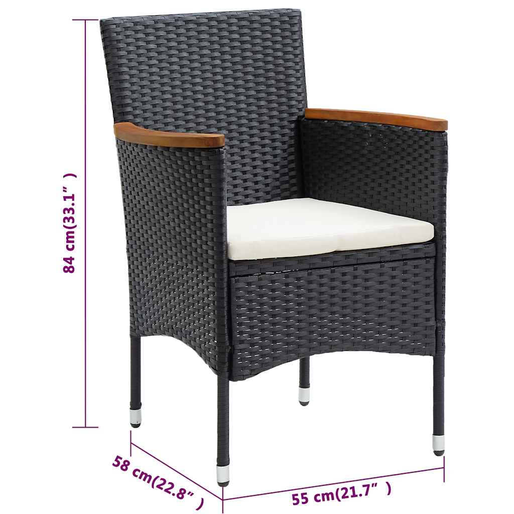 vidaXL Garden Dining Set | Black | Solid acacia wood | Large | Durable