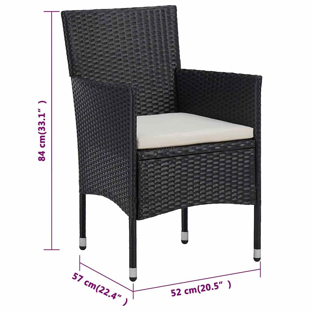 vidaXL 3 Piece Garden Dining Set with Cushions Brown