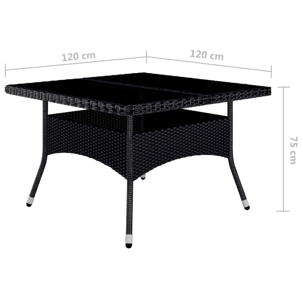 vidaXL 9 Piece Garden Dining Set Poly Rattan and Tempered Glass Black