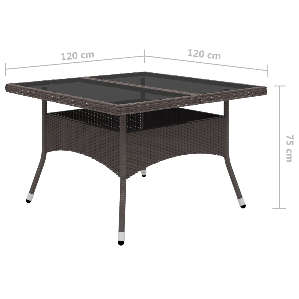 vidaXL 9 Piece Garden Dining Set Poly Rattan and Tempered Glass Brown