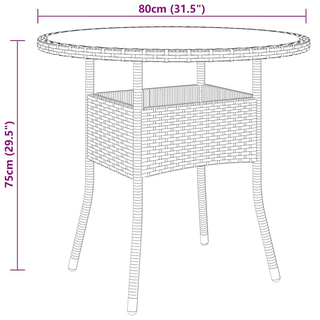 vidaXL 5 Piece Garden Bistro Set Poly Rattan and Tempered Glass Brown