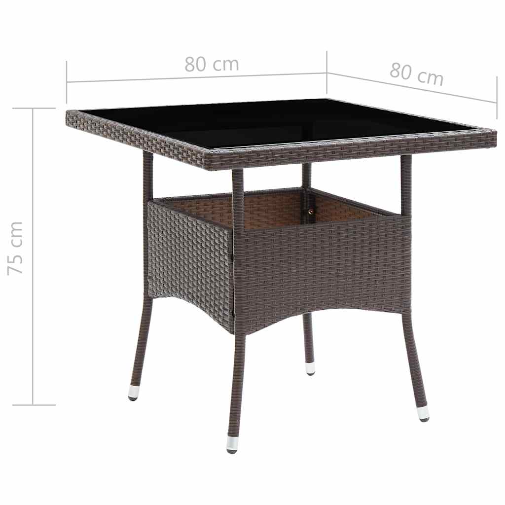 vidaXL 5 Piece Garden Dining Set Poly Rattan and Tempered Glass Brown