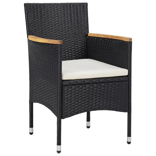 vidaXL 5 Piece Garden Dining Set Poly Rattan and Solid Wood Black