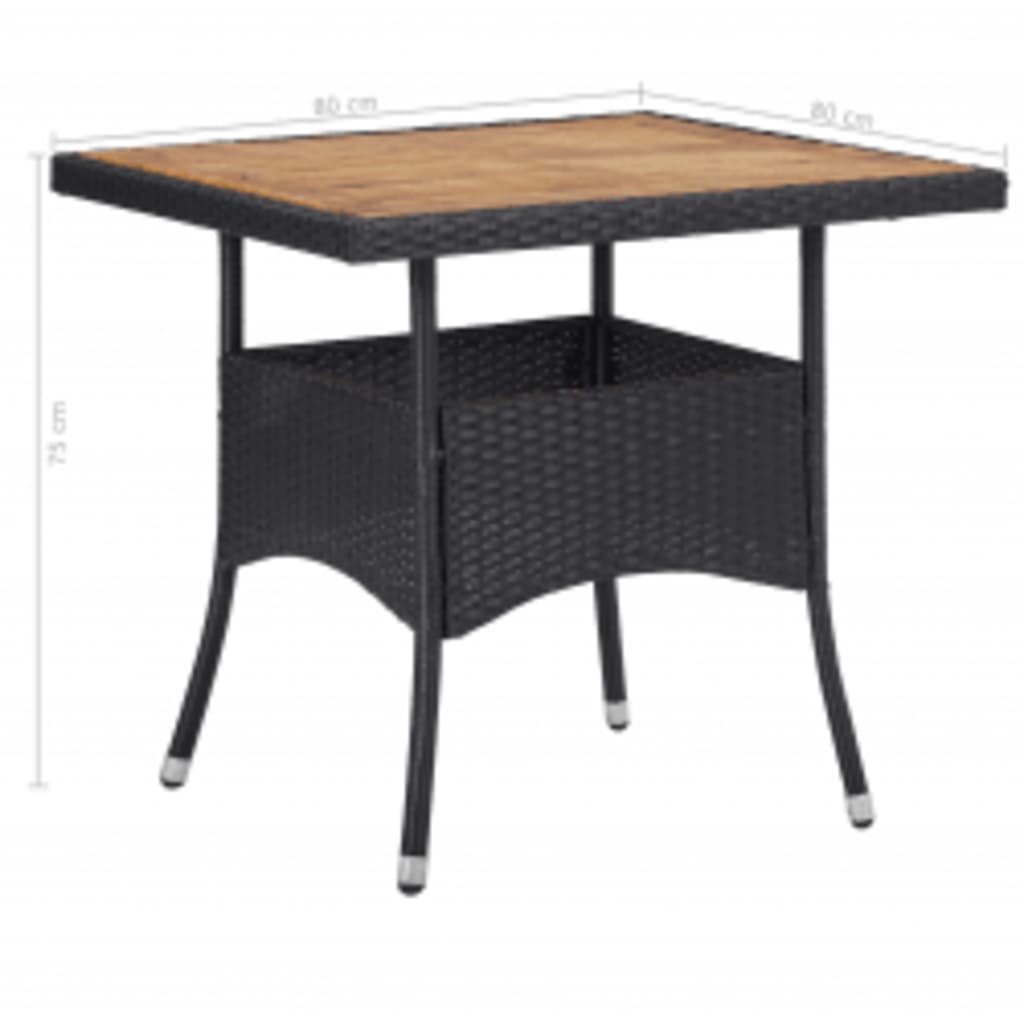 vidaXL 5 Piece Garden Dining Set Poly Rattan and Solid Wood Black