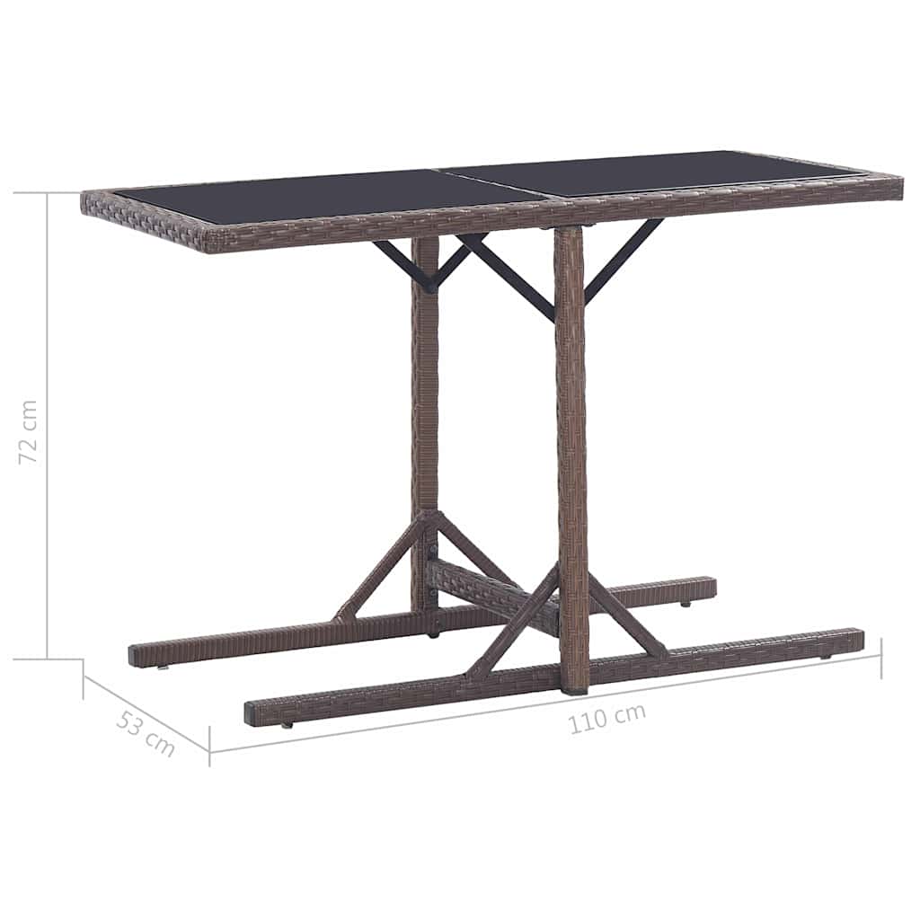 vidaXL 3 Piece Garden Dining Set Poly Rattan and Tempered Glass Brown