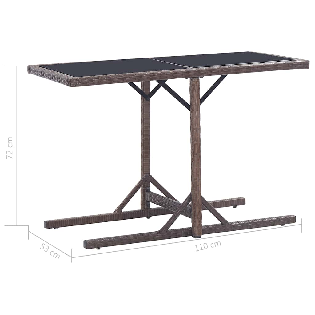 vidaXL 3 Piece Garden Dining Set Poly Rattan and Tempered Glass Brown
