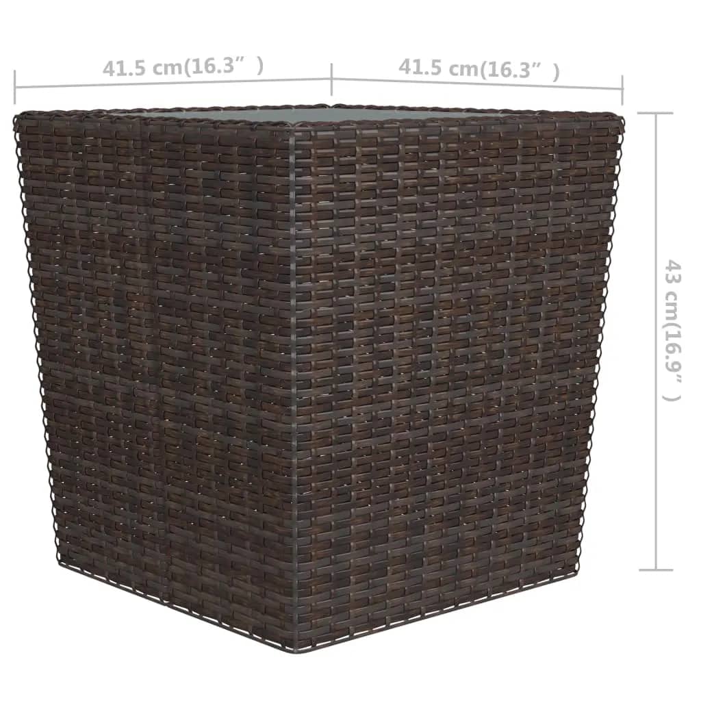 vidaXL 3 Piece Garden Bistro Set Poly Rattan and Tempered Glass Brown