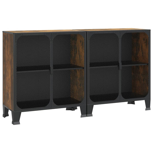 vidaXL Storage Cabinets 2 pcs Rustic Brown 72x36x82 cm Metal and MDF
