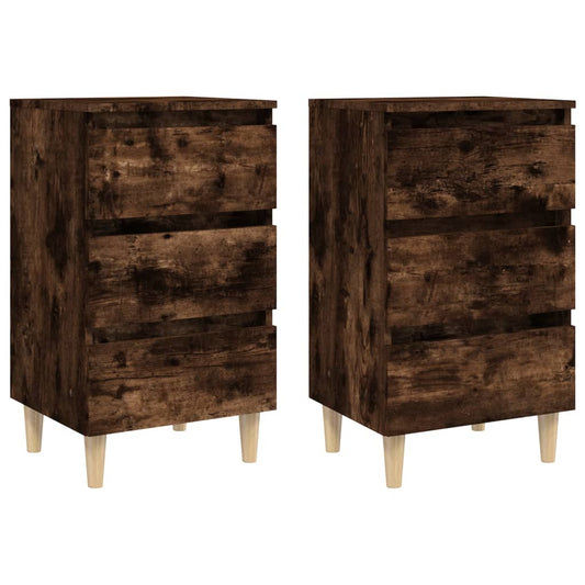 vidaXL Bed Cabinet | Set of 2 | Smoked oak
