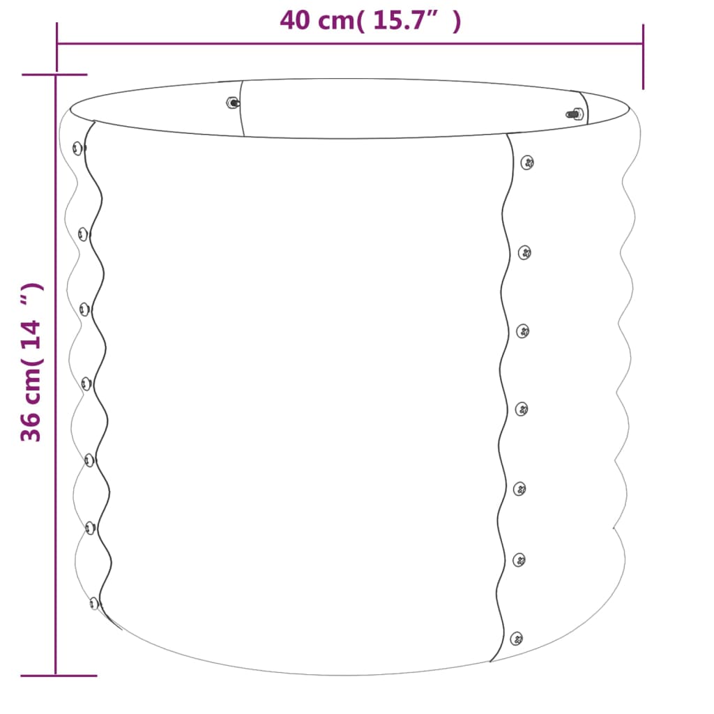 vidaXL Garden Planter Galvanised Steel 40x40x36 cm Grey