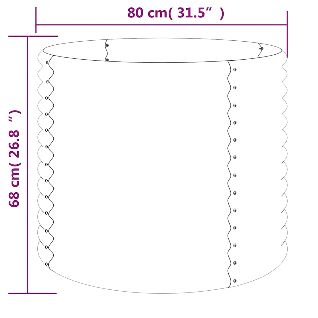318860 vidaXL Garden Planter Galvanised Steel 80x80x68 cm Brown