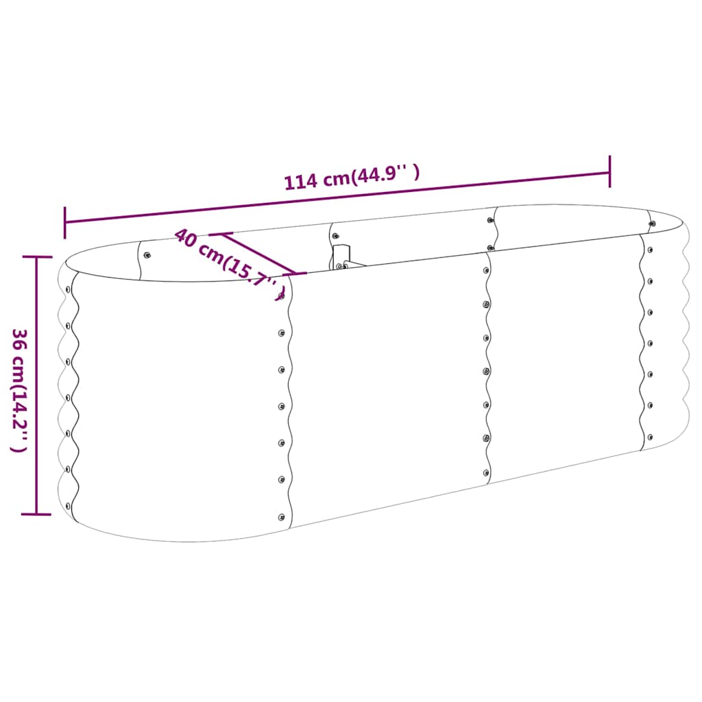 vidaXL Garden Raised Bed Galvanised Steel 114x40x36 cm Green