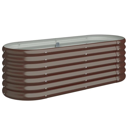 vidaXL Garden Raised Bed | Brown | Powder-Coated Steel | 114 x 40 x 36 cm