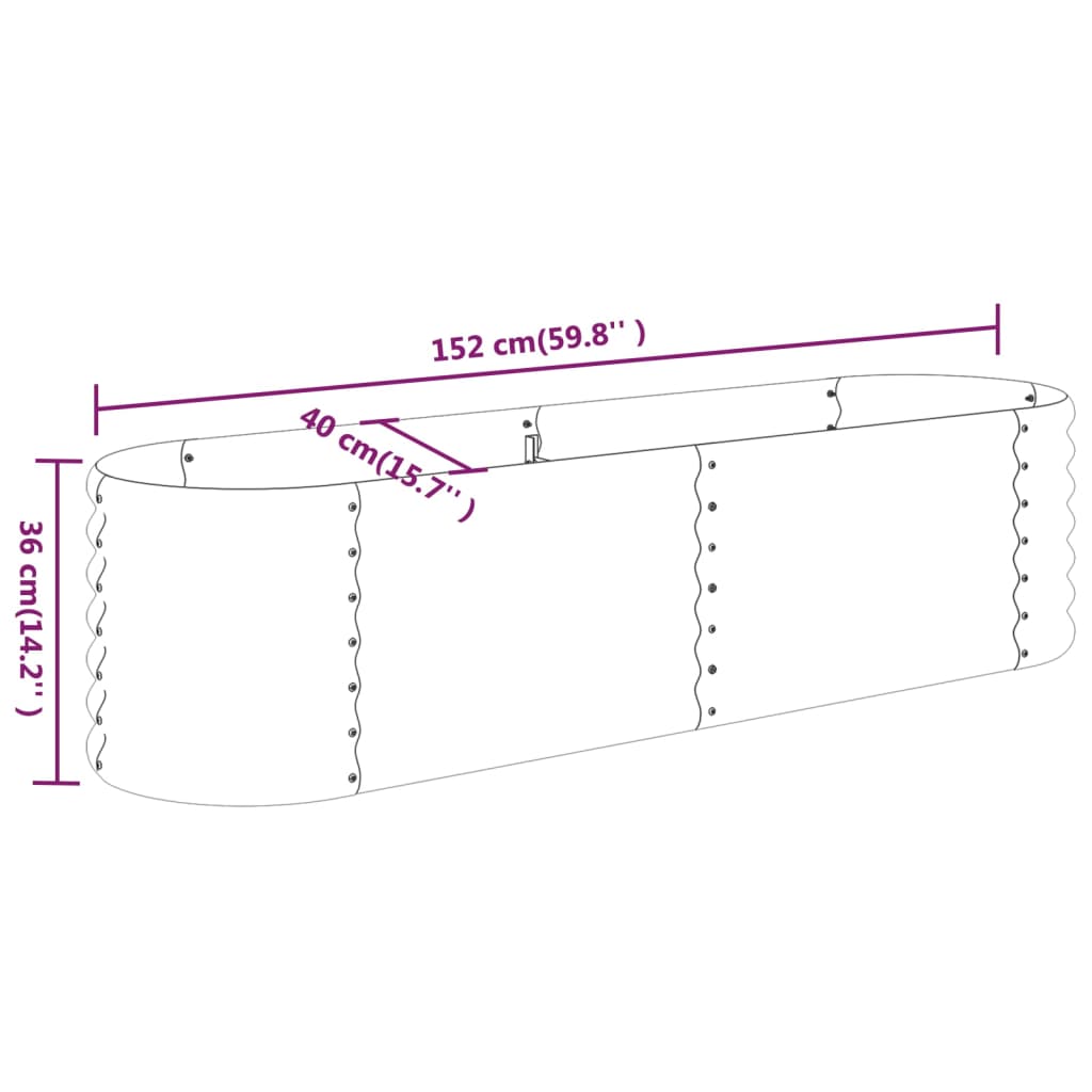 vidaXL Garden Raised Bed Galvanised Steel 152x40x36 cm Silver