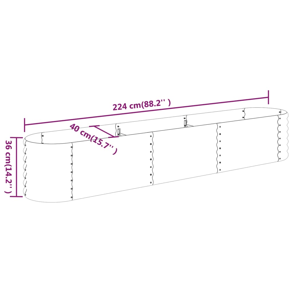 vidaXL Garden Raised Bed | Green | Powder-coated steel | 224x40x36 cm