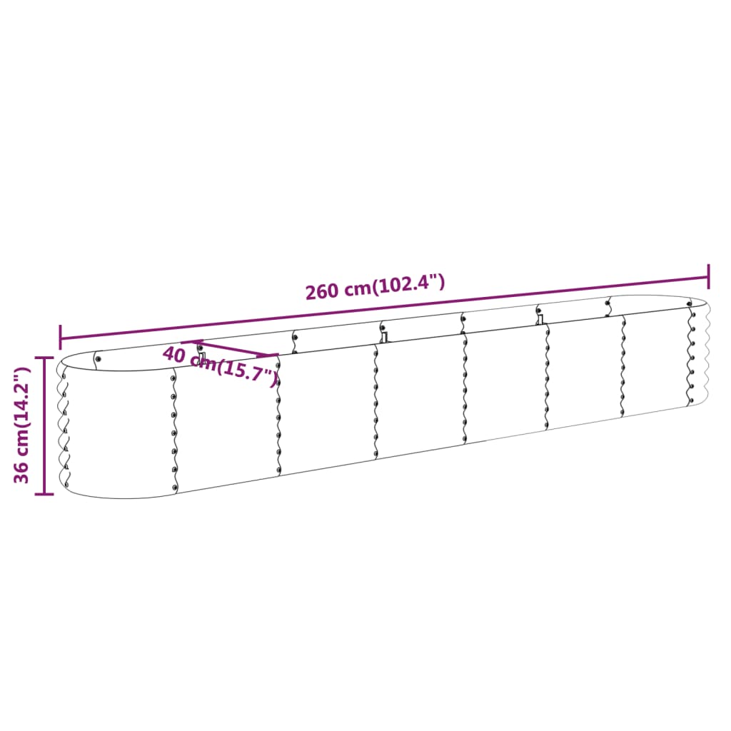 vidaXL Garden Raised Bed | Green | Powder-coated steel | Large | Durable