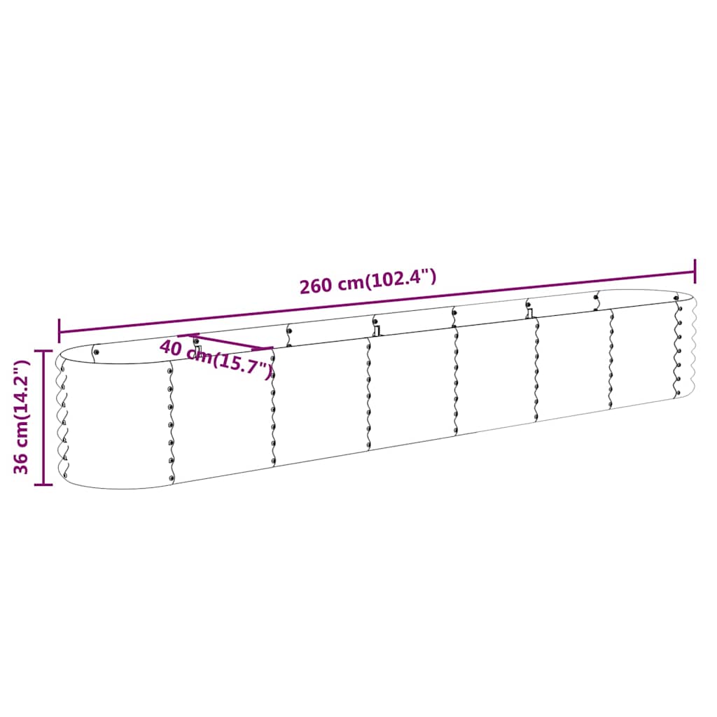 vidaXL Garden Raised Bed | Silver | Powder-coated steel | Large | Durable