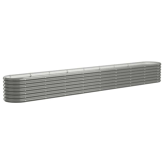 vidaXL Garden Raised Bed Galvanised Steel 332x40x36 cm Grey