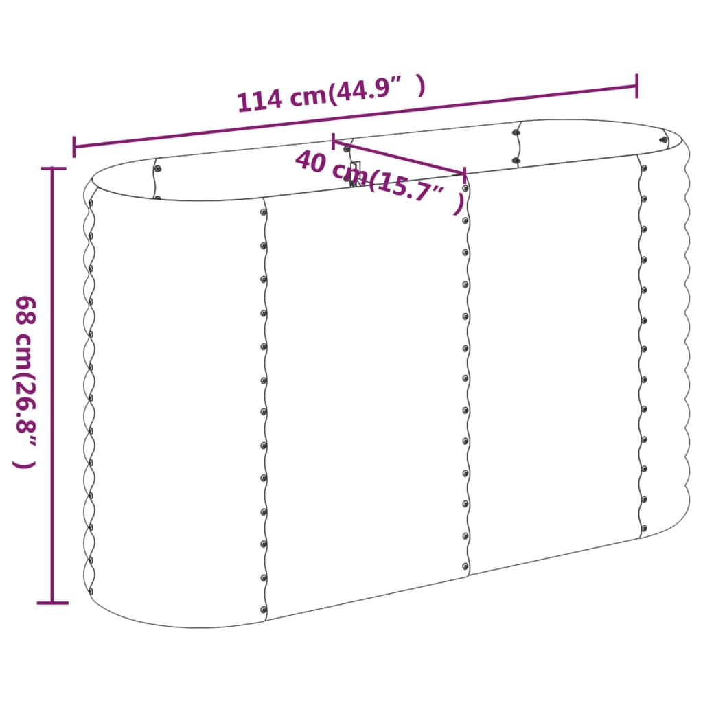 vidaXL Garden Raised Bed Galvanised Steel 114x40x68 cm Green