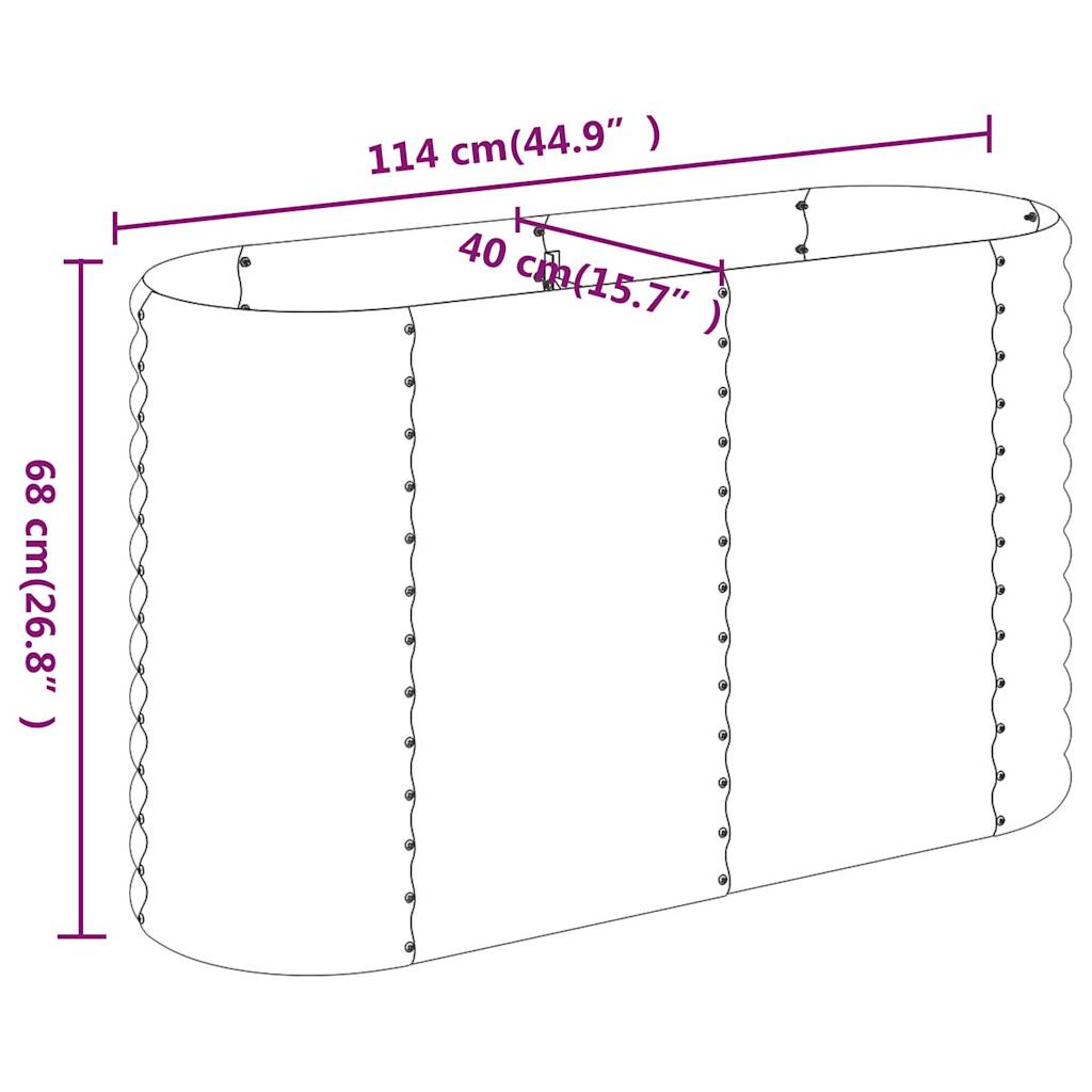 vidaXL Garden Raised Bed Galvanised Steel 114x40x68 cm Grey