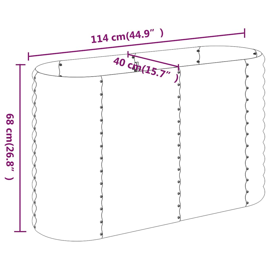 vidaXL Garden Raised Bed Galvanised Steel 114x40x68 cm Brown