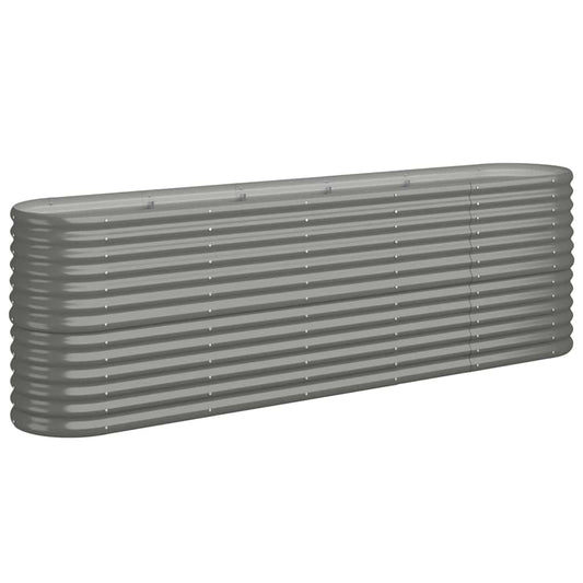 vidaXL Garden Raised Bed Galvanised Steel 224x40x68 cm Grey
