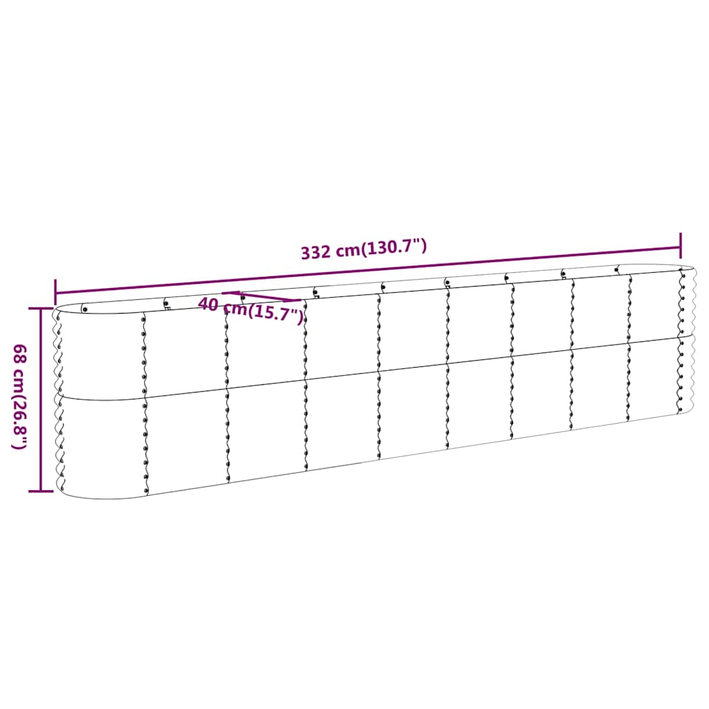 vidaXL Large Brown Oval Planter Box | Powder-coated steel
