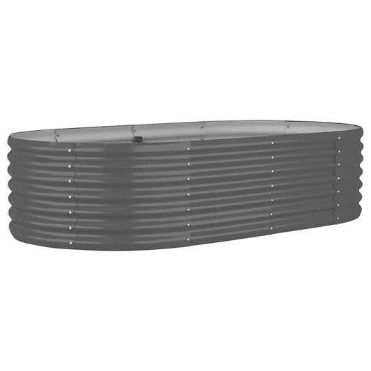 vidaXL Garden Raised Bed | Grey | Powder-coated steel | Large | Durable