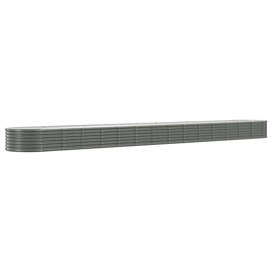vidaXL Garden Raised Bed | Grey | Powder-coated Steel | Large | Durable